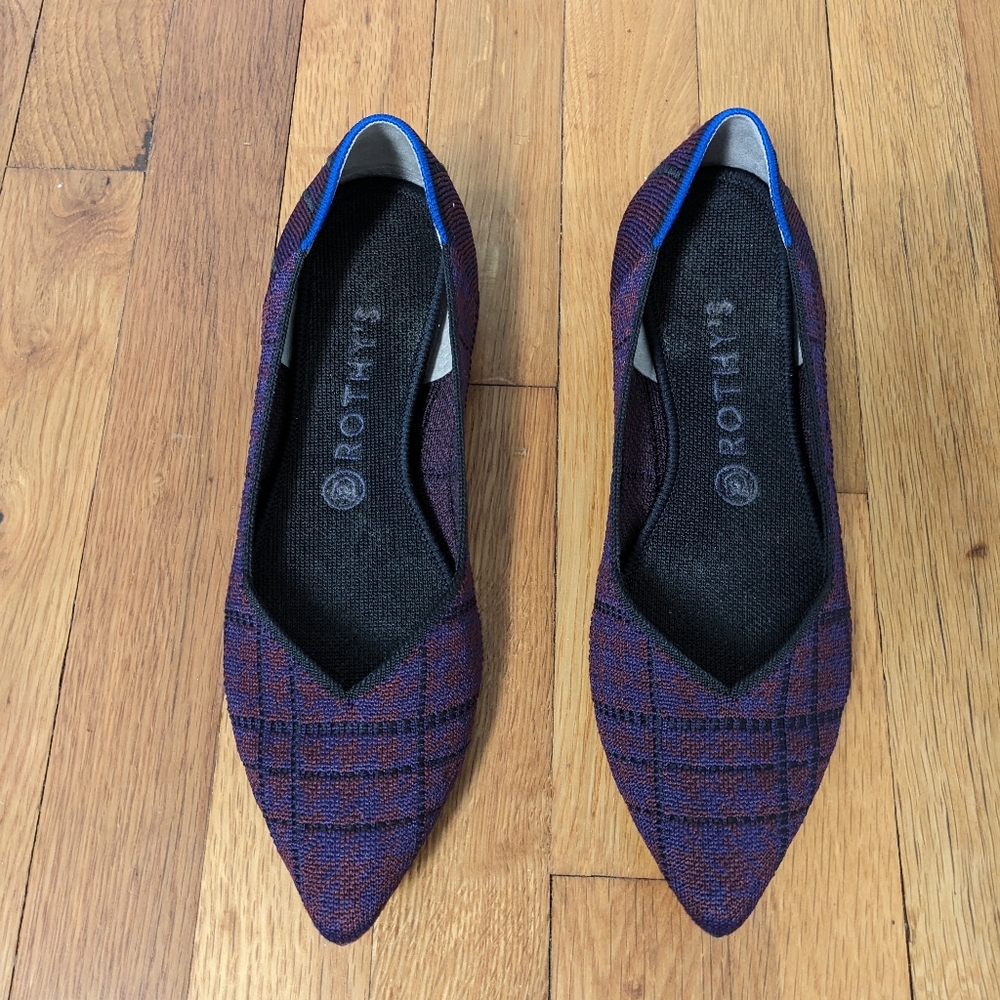 Rothy's The Point / purple and burgundy plaid / W10